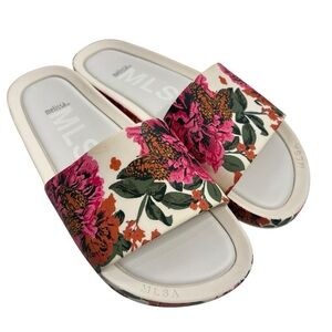 Melissa Women's Floral Slide Sandals - Pink and Green $80